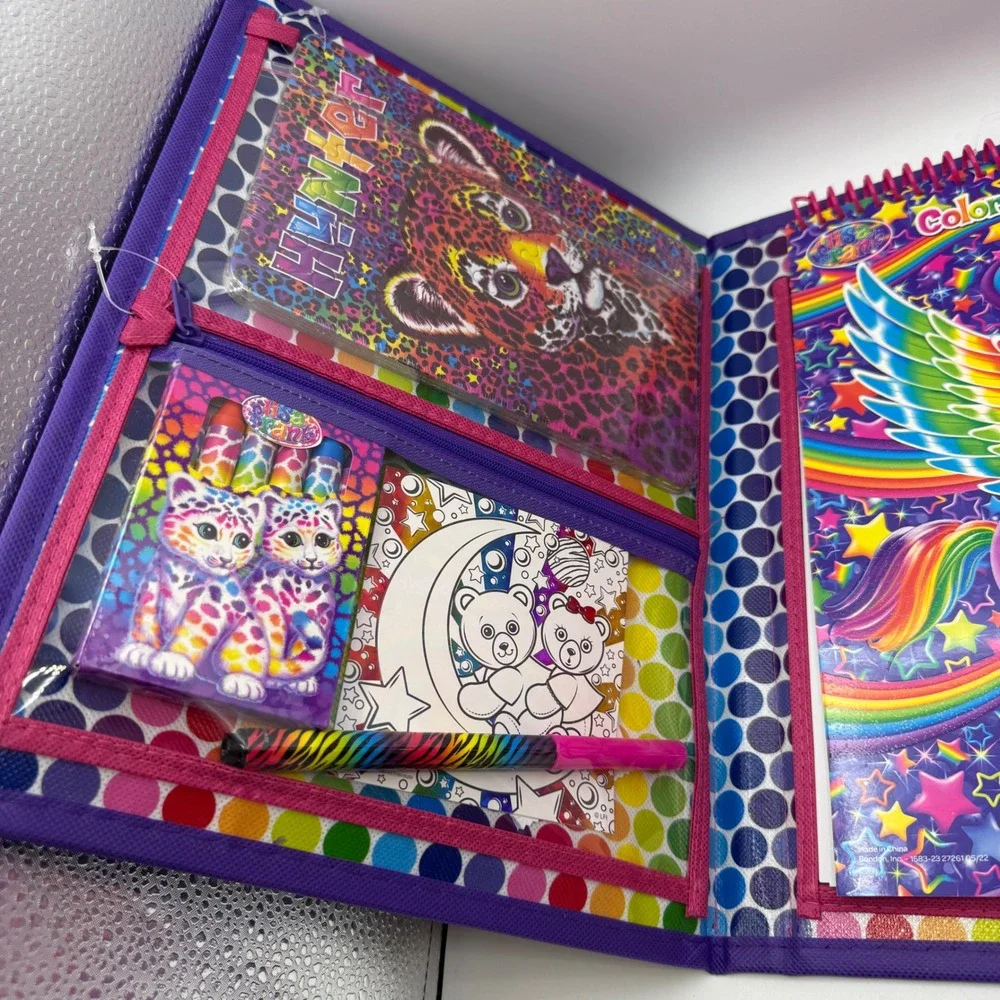 Lisa Frank Activity Set Kids Purple Tikanni Husky Rainbow Art Kit Case NEW